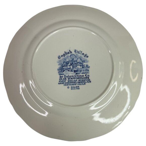 6 English Village Salad Plates 8" Salem China Co Olde Staffordshire Blue White - Picture 9 of 13